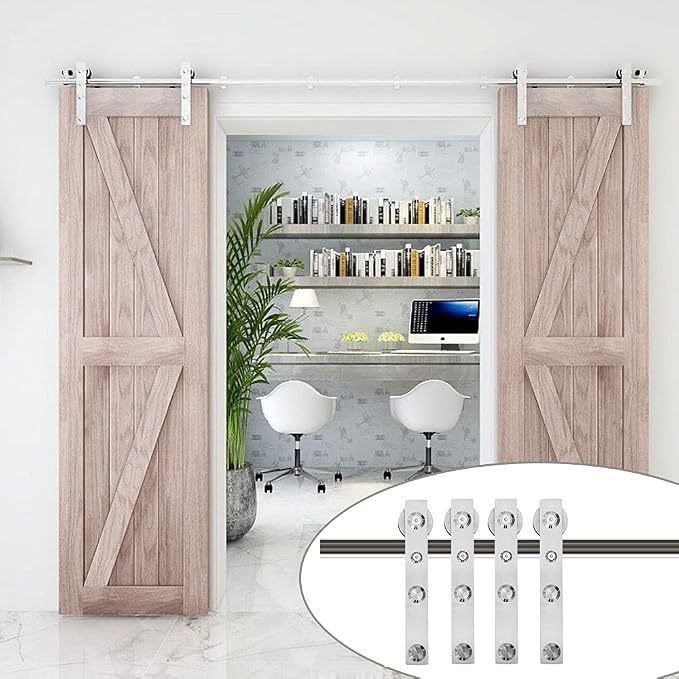 TSMST 16FT Sliding Barn Door Hardware Kit, Top Mount Stainless Steel Heavy Duty - Image 2