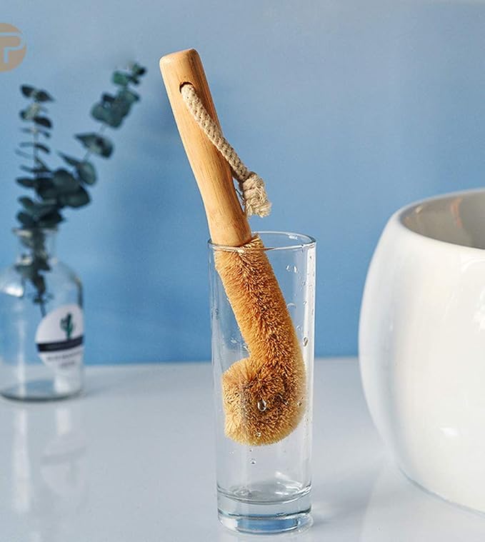 1Pcs Long Handle Scrubber with Bamboo Handle and Coconut Fibers Bristles - Image 2
