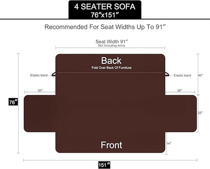U-NICE HOME 4 Seater Sofa Cover 91 Inch Large Couch Covers for 4 Cushion Couch with Elastic Straps Water Resistant Furniture Protector Cover for Pets Cat (Sofa XX-Large, Black/Grey)
