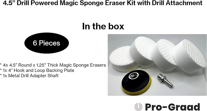 4.5” Drill Powered Magic Sponge Eraser 6 Pieces Kit - Image 2