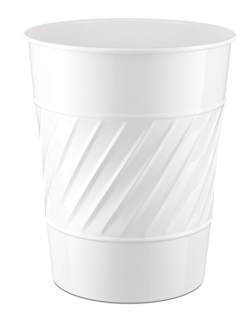 Monarch Abode White Handcrafted Wave Embossed Metal Wastebasket by MonarchAbode