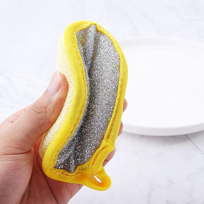 10 Pcs Durable Scrub Scouring Sponge Microfiber Scouring Scrubber Round Dish - Image 4
