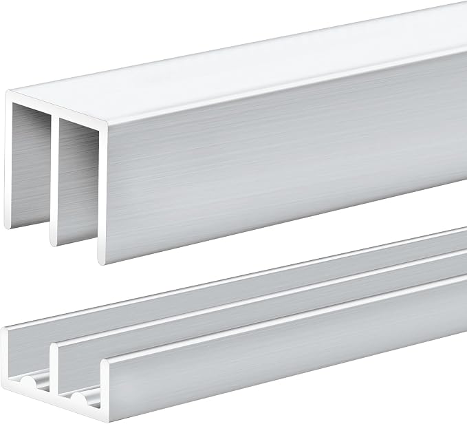 Landical 1 Set 4 ft Silver Aluminum Sliding Door Track Set by Landical