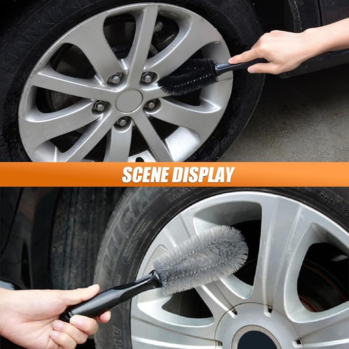 Car Wheel & Tire Wash Brush, Soft Bristle Car Wheel Detailing Cleaning Brush - Image 6