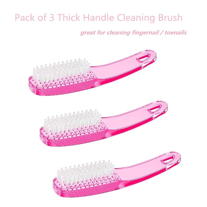 3Pcs Nail Cleaning Brushes, Thick Handle Hand Fingernail Clean Brush Manicure - Image 3