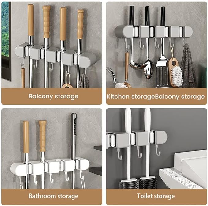 VALINK Brooms and Mop Holder Wall Mounted, Brooms Hanger - Image 8