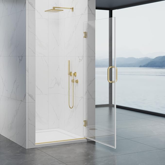 Framelss Hinged Shower Door, 3/8" Tempered Glass - Image 3