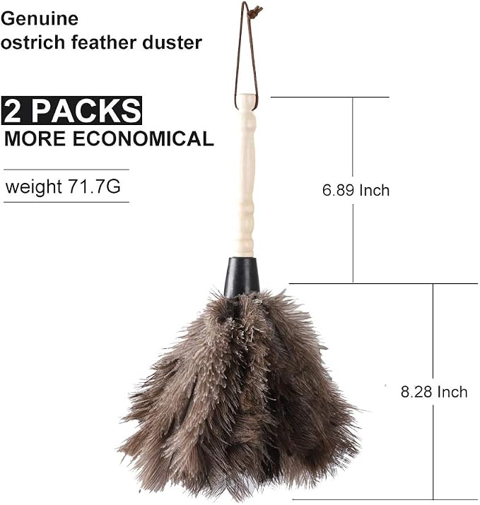 Natural Gray Ostrich Feather Duster, 2 Packs, Car Duster Interior/Exterior - Image 2