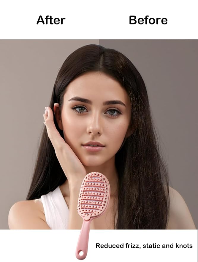 Self Cleaning Hair Brush, Curved Vented Detangler Brush - Image 5