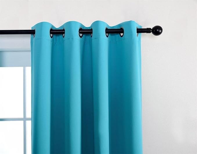 MIUCO Room Darkening Thermal Insulated Grommet Window Blackout Curtains Panels for Livingroom 1 Pair 52x84 Inch Turquoise, Bonus 2 Tie Backs Included