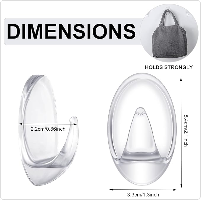 Blulu 12 Pcs Clear Adhesive Hooks - Image 2
