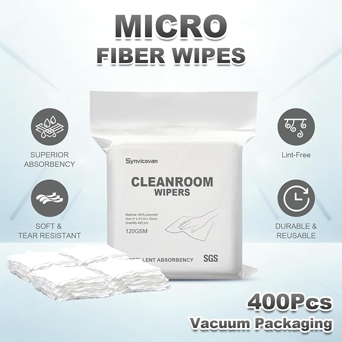 Cleanroom Wipers 4"x4" Double Knit 100% Lint Free Cloths - Image 2