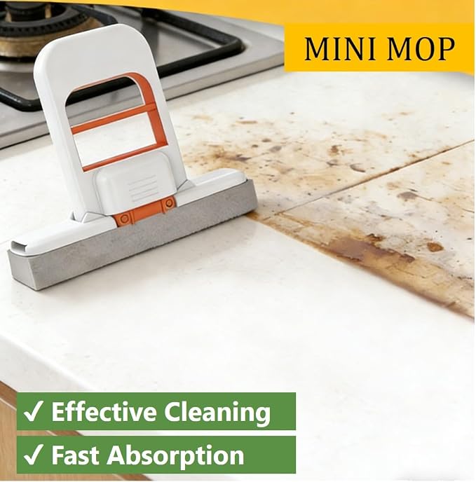 Mini Mop for Small Spaces, Foldable Self-Squeeze & Self-Wringing Wet Dry Sponge - Image 3