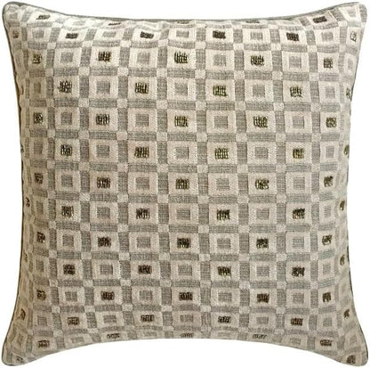The HomeCentric King/Queen/Twin Grey Decorative Twin 53"x18" Bed Runner with Pillow Cover, Checkered, Beaded, Hand Embroidery Bed Scarf on Velvet Fabric - The Brick Effect
