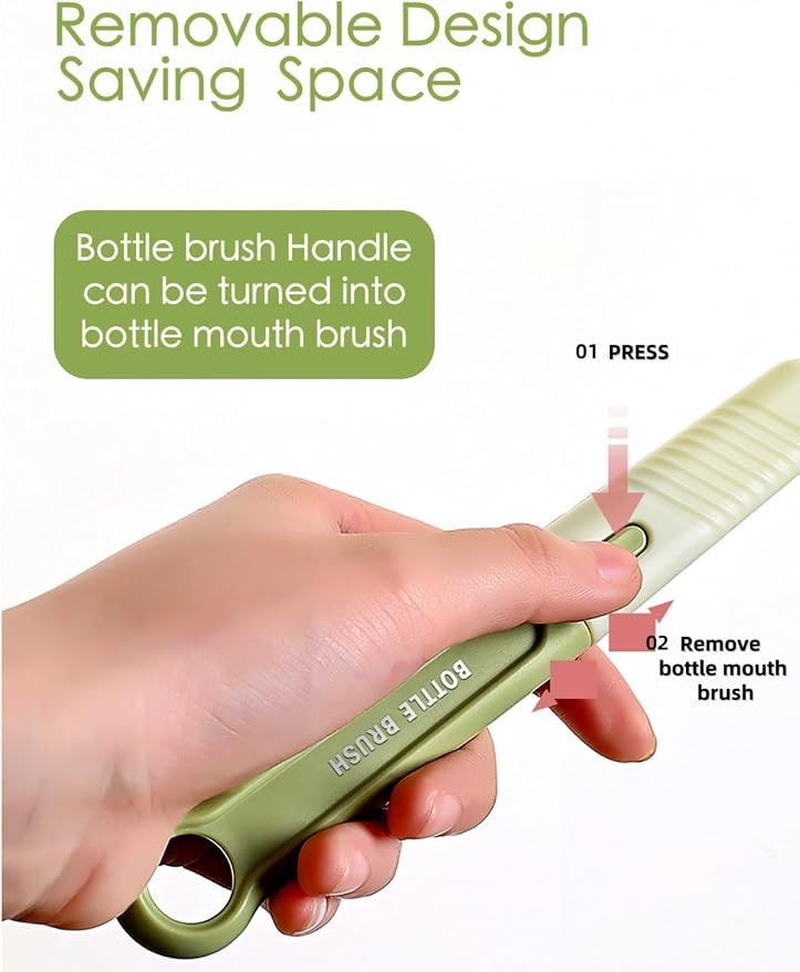 Baby Bottle Brush Set-Travel Bottle Cleaner Kit - Image 4