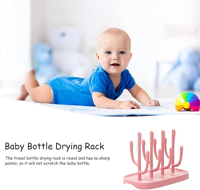 Pink Baby Bottle Drying Rack, Portable Bottle Holder - Image 7