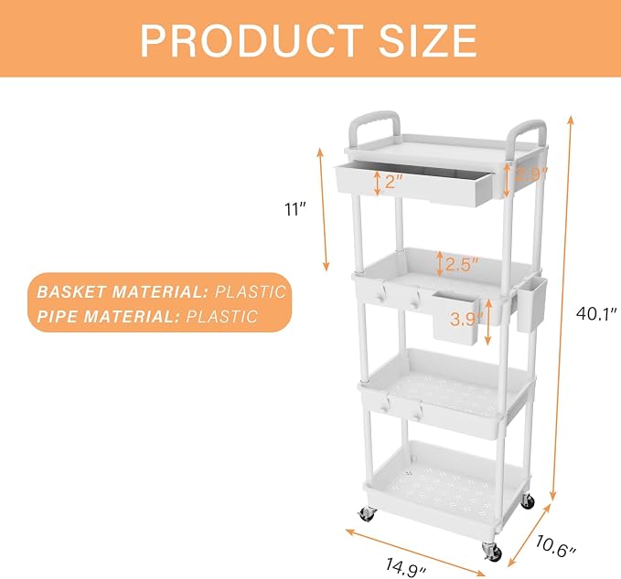 4 Tier Rolling Utility Cart - Image 5