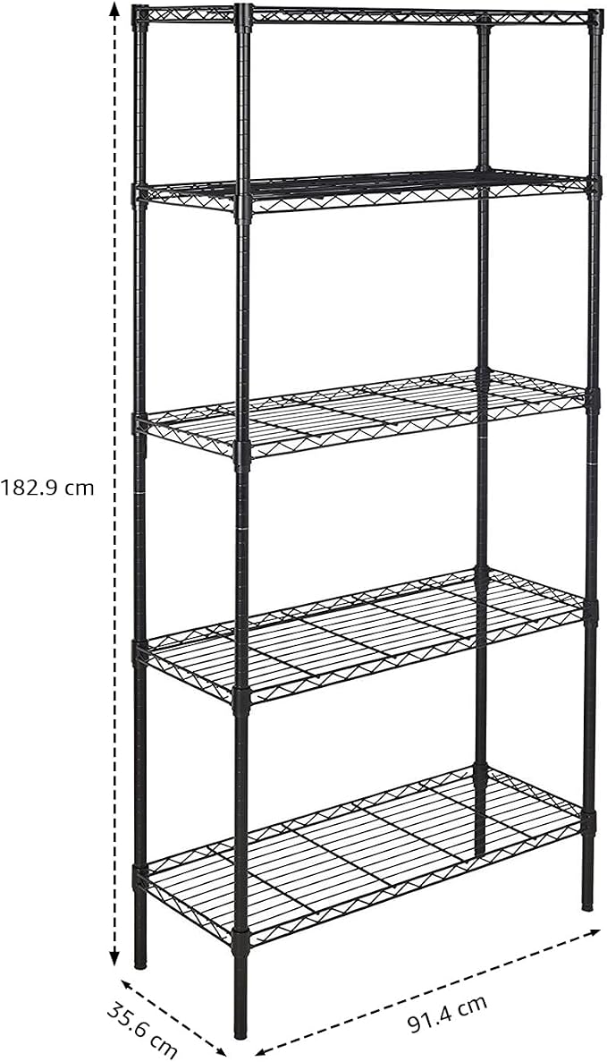 Amazon Basics 5-Shelf Adjustable Heavy Duty Steel Wire Rack Storage Shelving - Image 5