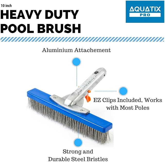 Aquatix Pro Heavy Duty Pool Brush, Durable 10" Swimming Pool Cleaner Brush Best - Image 6