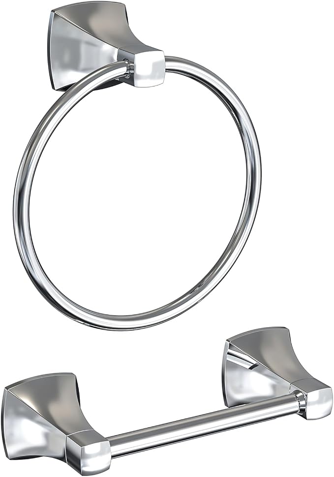 Bathroom Hardware Set 2 Pieces Toilet Paper Holder and Towel Ring Wall Mounted by WZRUA