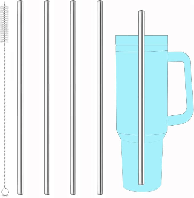 dcieiosul Set of 4 Reusable Metal Straws, Long Stainless Steel Straw by CAMDEA