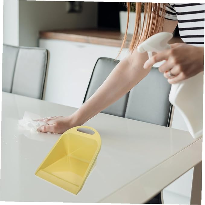 Small Handheld Dustpan Set 2pcs, Portable Lime Yellow Plastic Dust Pan - Image 5