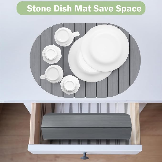 Stone Dish Drying Mat for Kitchen Counter, Versatile Stone Drying Mats for Cups - Image 5