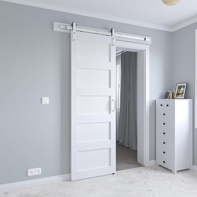 28in x 84in White Sliding Barn Door - Image 5