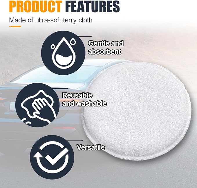 Car Microfiber Wax Applicator Pad, Soft Auto Buffing & Detail Cleaning Foam Pads - Image 3