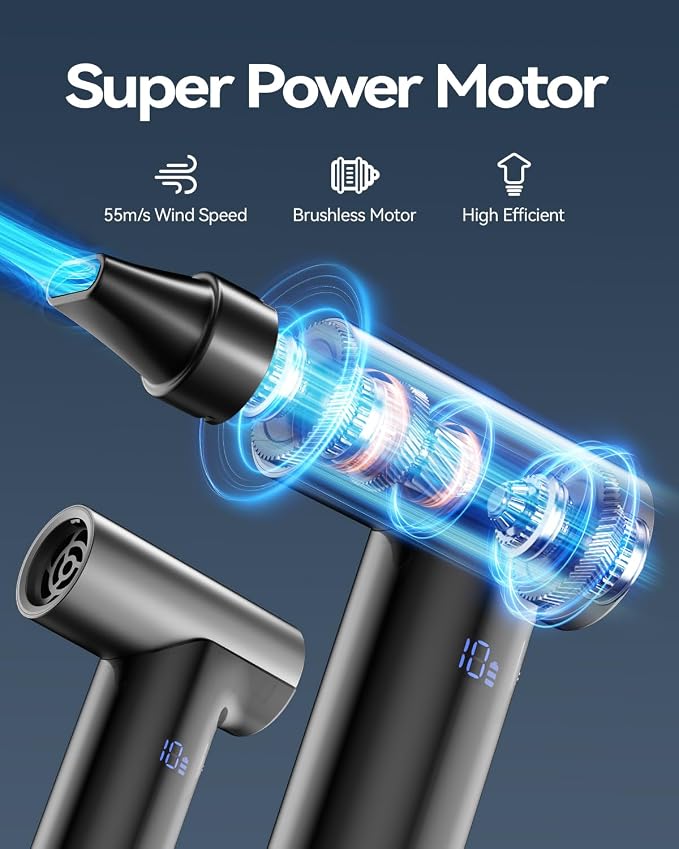 Compressed Air Duster, 200000RPM Super Power Electric Air Duster, 11-Gear - Image 2