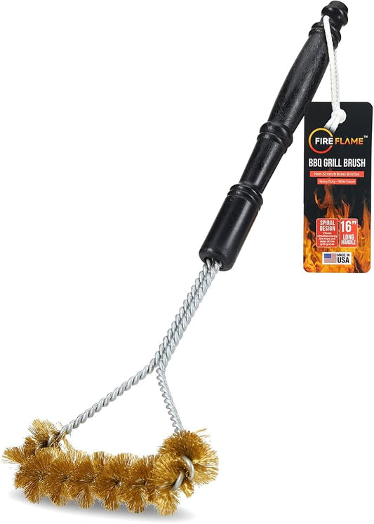 Fireflame BBQ Grill Brush – Non-Scratch Brass Bristles by Kiknek