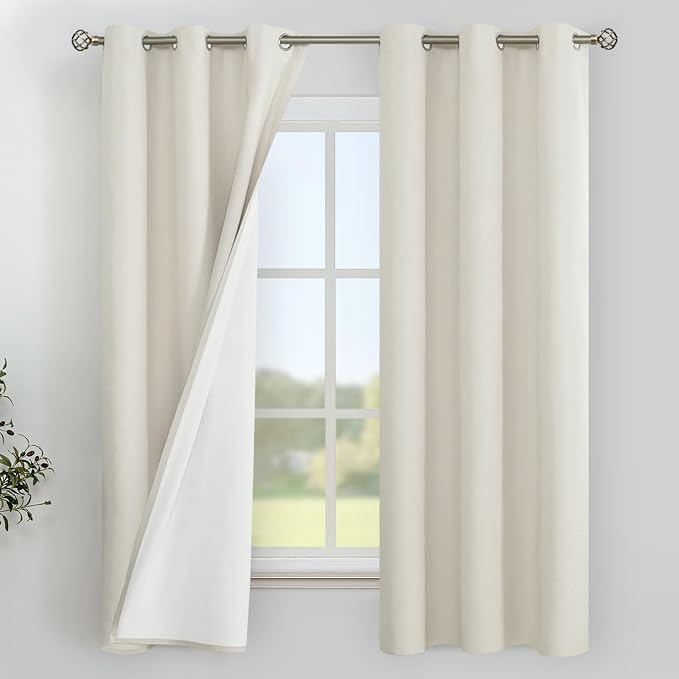 YoungsTex Linen 100% Blackout Curtains 63 Inch Length by YoungsTex