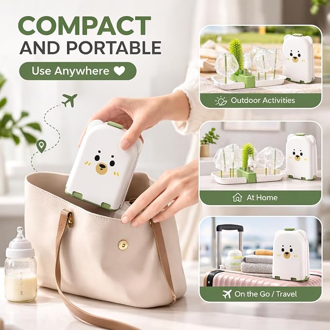 Travel Bottle Cleaner kit, 7in1 Baby Toddler Travel Essential Silicone Bottle - Image 3