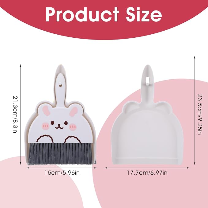 Upgrade Small White Broom and Dustpan Set, Hand Dustpan and Brush Set, Cute - Image 2