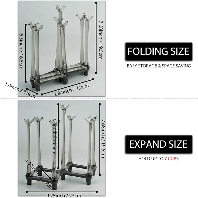 2 Pcs Cup Drying Racks Set, Retractable Drinking Glass & Baby Bottle Drainer - Image 3