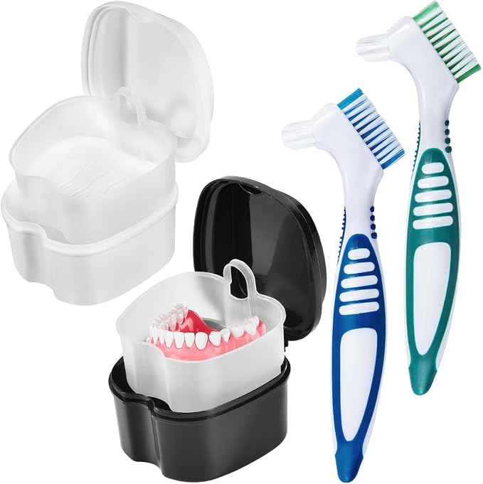 2 Pack Denture Bath Case Cup Box Holder Storage Container by KISEER