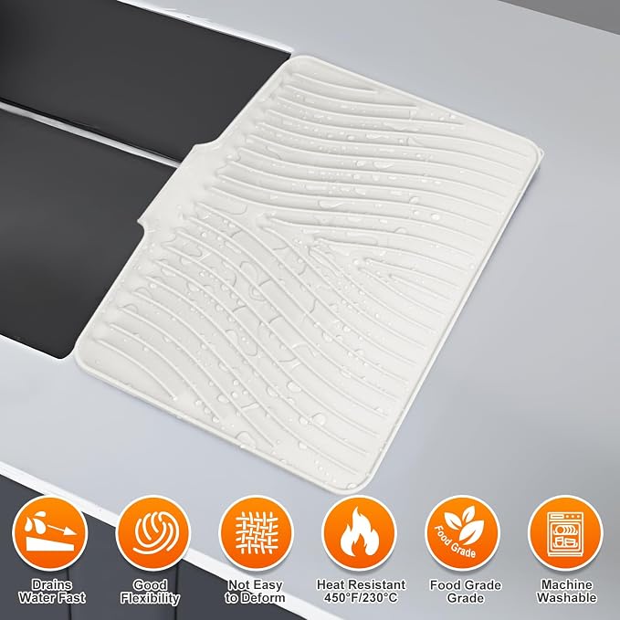 Silicone Dish Drying Mat for Kitchen Counter, Dish Drying Pad, Non-Slip Drain - Image 5