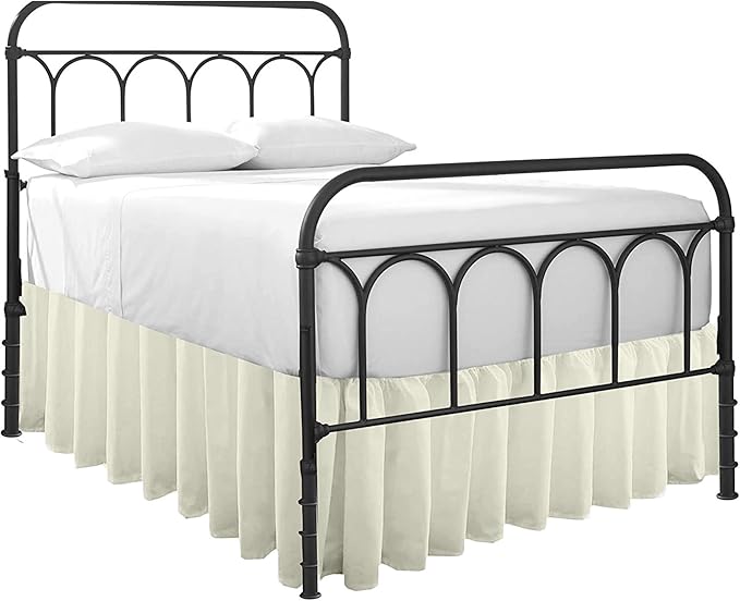 Cottingon Ruffled Bed Skirt with Split Corners-Dust Ruffle - 22" Drop 100% Microfiber Soft,Sheen & Luxurious Look - Bed Skirts (Ivory -Twin)