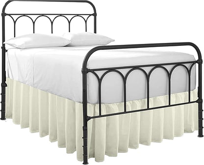 Cottingon Ruffled Bed Skirt with Split Corners-Dust Ruffle - 22" Drop 100% Microfiber Soft,Sheen & Luxurious Look - Bed Skirts (Ivory -Twin)