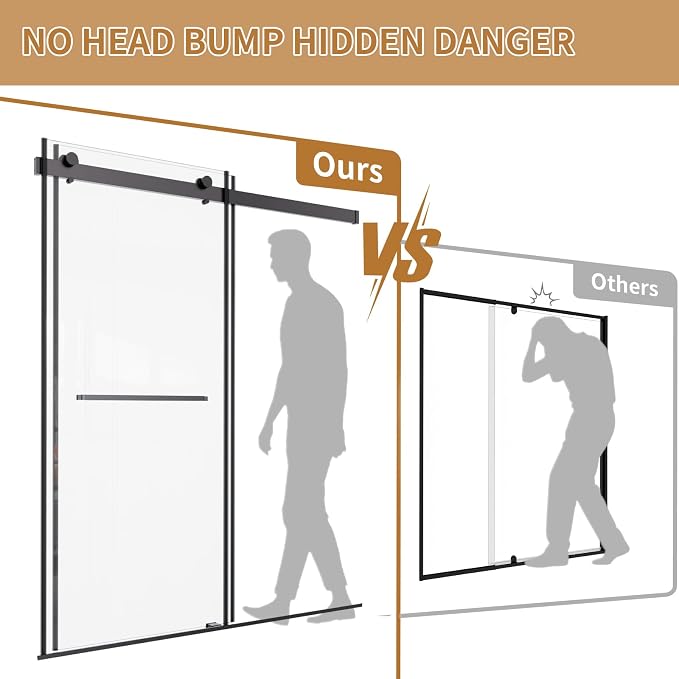 Frameless Shower Door, 44-48" W x 74" H Double Sliding Shower Door - Image 7