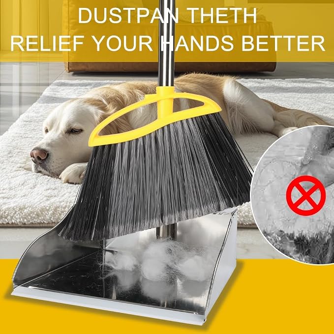 Broom and Dustpan Set, Outdoor Heavy Duty Broom - Image 4