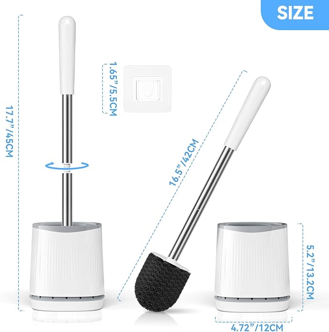 TRENTI Toilet Brush, Toilet Brush and Holder Set, Bristles Toilet Bowl Brush - Image 7