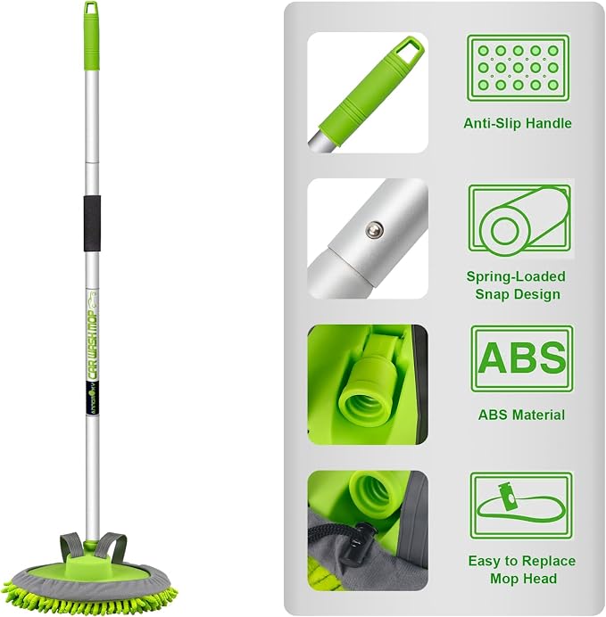 anngrowy 62" Microfiber Car Wash Brush Mop Kit Mitt Sponge - Image 2