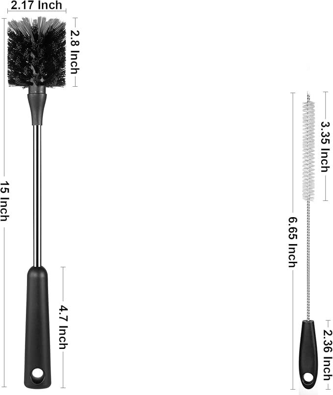 Bottle Brush, 15 Inches Stainless Steel Long Handle Baby Bottle Scrub Cleaning - Image 4