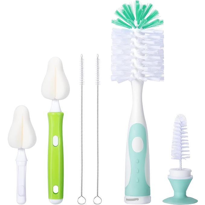 Baby Bottle Brush with One Base Hidden Nylon Nipple Cleaner, Bottle Brush with by CAREBABYMORE