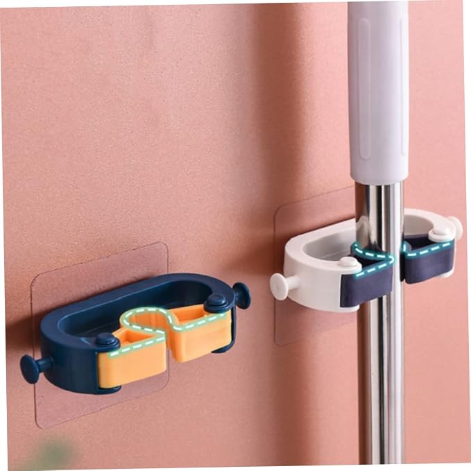 VOSAREA 2pcs Punch Mop Holder and Broom Organizer Wall Mounted Cleaning Tools - Image 4