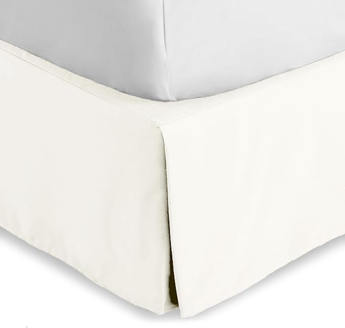 Bare Home Twin XL Bed Skirt - 15-Inch Tailored Drop Easy Fit - Bed Skirt for Twin Extra Long Beds - Center & Corner Pleats (Twin XL, Cream)