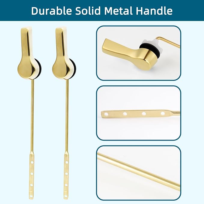 Hygie Rinse 2PCS Metal Toilet Handle Lever Flush Replacement, Universal Front - Image 3
