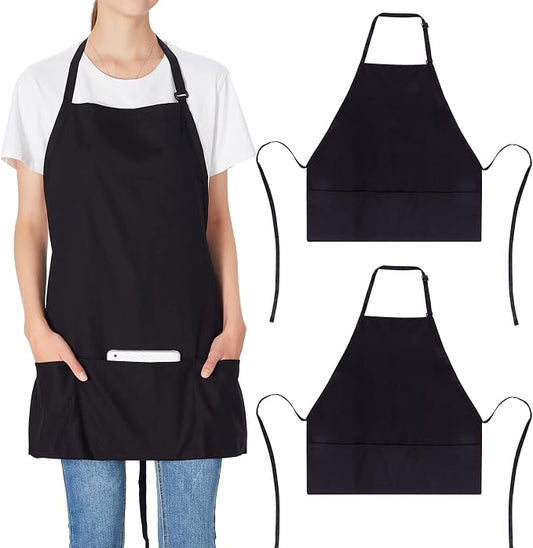 Jubatus 2 Pack 3 Pockets 100% Cotton Adjustable Bib Apron Chef Kitchen Cooking by Jubatus