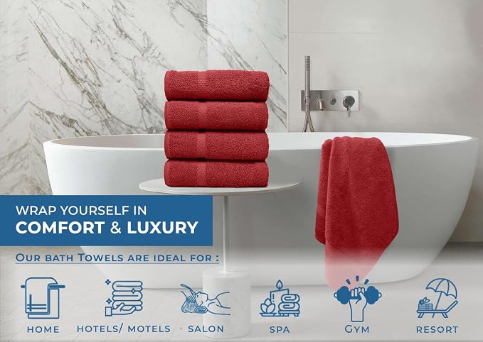 DAN RIVER Bath Towels Set of 4, 27 x 54 Inches, 100% Cotton, Larger & Lighter - Image 5